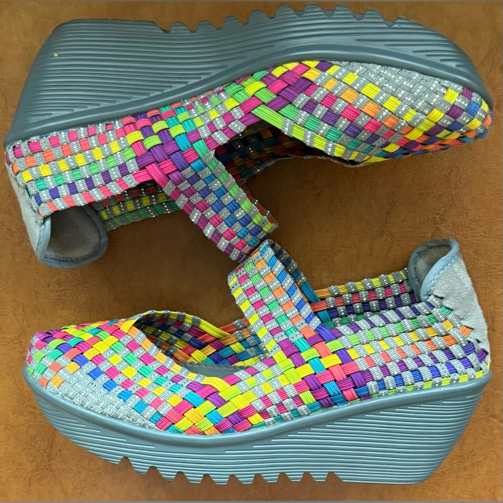 Bernie Mev Lulia Woven Slip-On Wedge Shoes Multicolor Women EU 39 US 8.5 Comfort - Picture 8 of 9